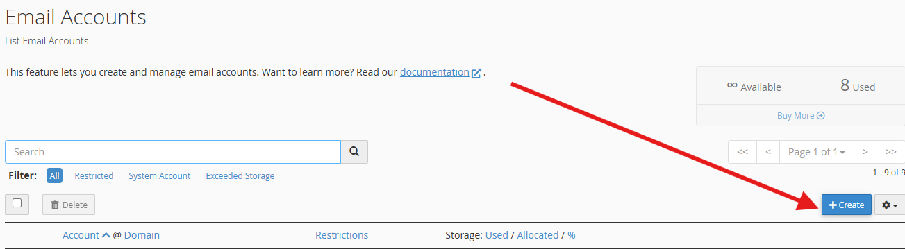 Create new emaila ccount