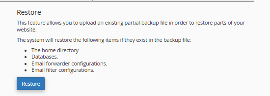 Backup wizard restore option